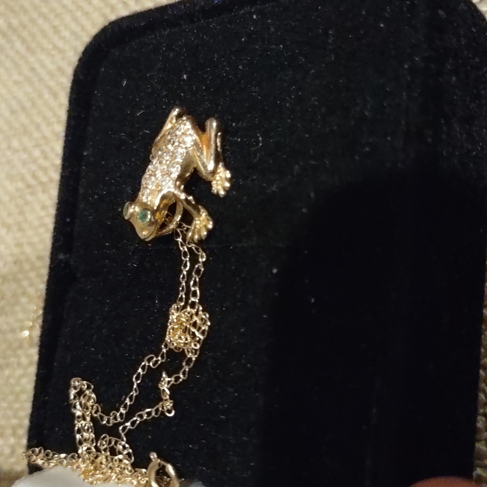 Diamond Frog Pendant Necklace, 14kt Yellow Gold - Picture 3 of 6
